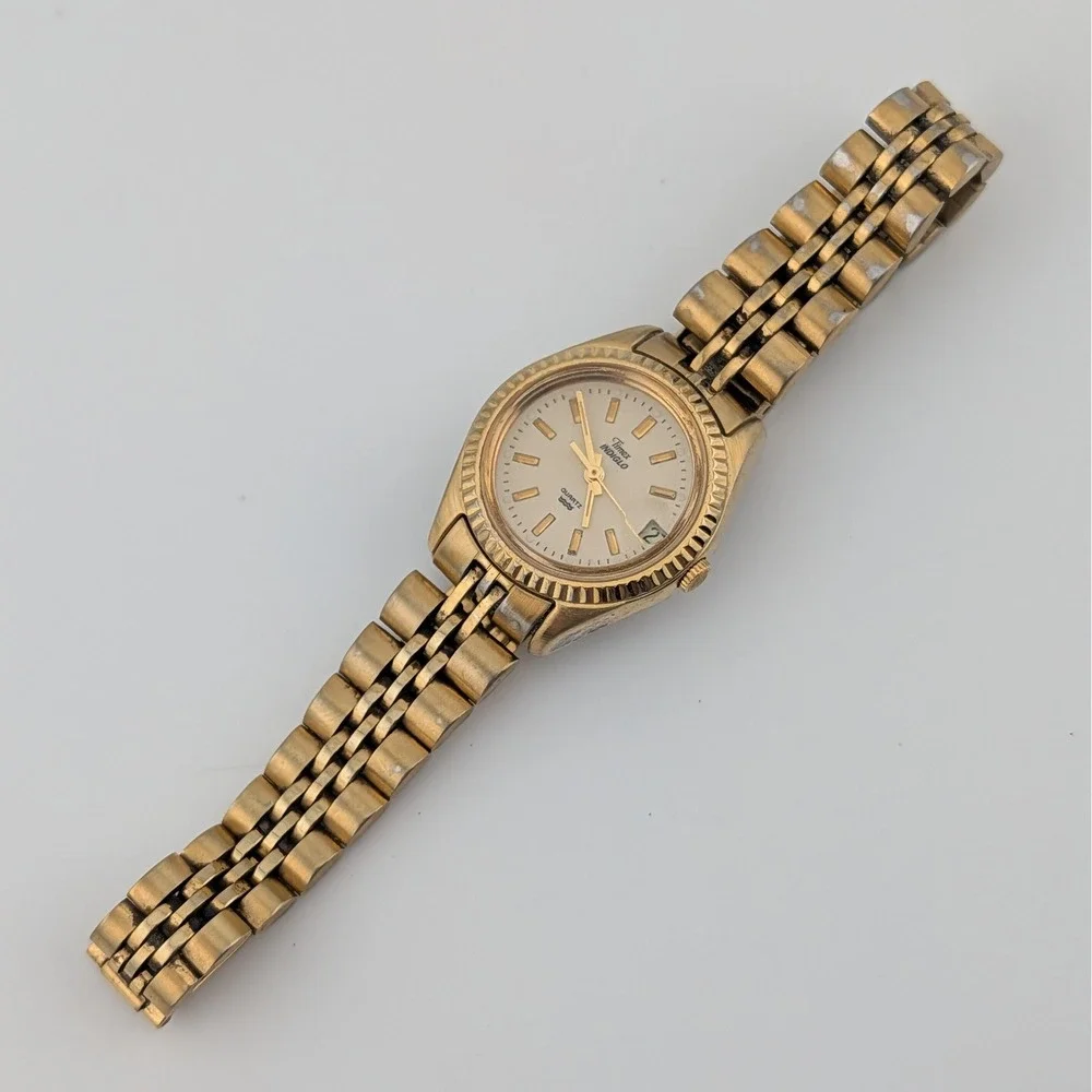 Timex Women's Gold Tone Bracelet Watch with Cream Dial